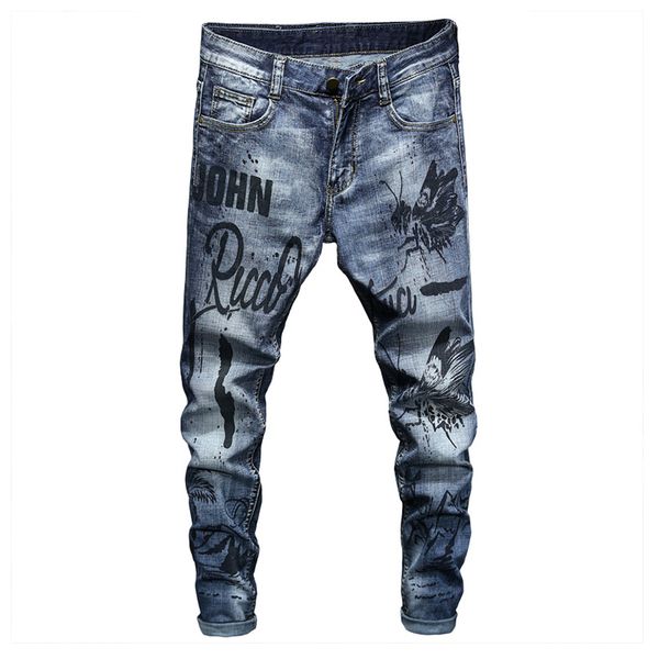 sokotoo men's butterfly letters printed jeans fashion slim fit blue stretch denim tapered pants
sokotoo men's butterfly letters printed jeans fashion slim fit blue stretch denim tapered pants