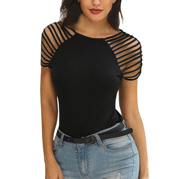 fashion women blouse solid summer round neck short sleeve vest solid hollow casual tank mujer#3, White
fashion women blouse solid summer round neck short sleeve vest solid hollow casual tank mujer#3, White