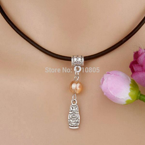 10pcs alloy ancient silver russian doll multicolor glass bead charm pendant leather rope necklace women jewelry valentine's day present
10pcs alloy ancient silver russian doll multicolor glass bead charm pendant leather rope necklace women jewelry valentine's day present