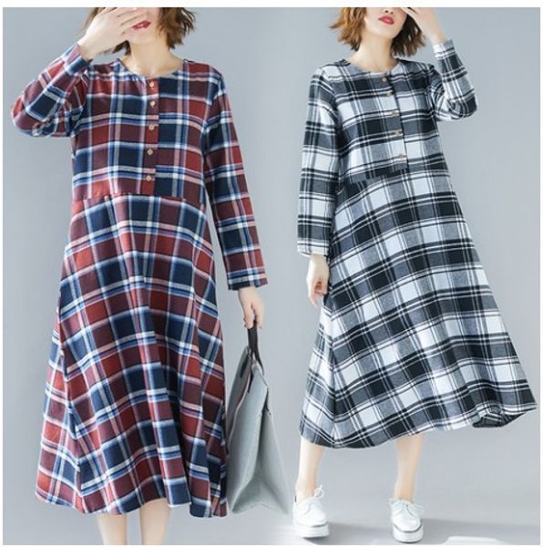 p shoot 2019 spring large size literature and art plaid cotton linen slimming big hemline dress long skirts, White;black
p shoot 2019 spring large size literature and art plaid cotton linen slimming big hemline dress long skirts, White;black