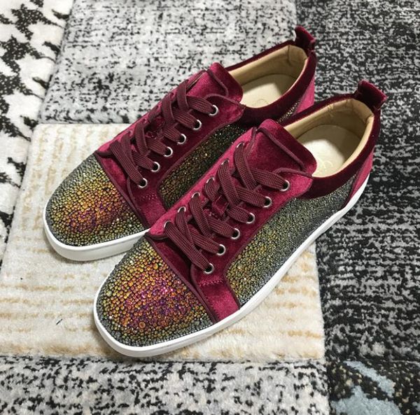 red bottom women sneakers purple velvet with rhinestone shoes crystals junior men women high trainers casual shoes, Black
red bottom women sneakers purple velvet with rhinestone shoes crystals junior men women high trainers casual shoes, Black