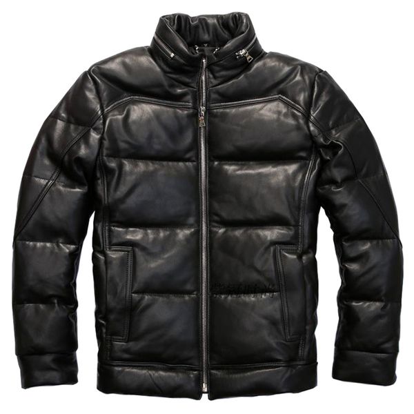 mens genuine sheep leather down jacket super warm sheep skin winter leather jacket 6189, Black
mens genuine sheep leather down jacket super warm sheep skin winter leather jacket 6189, Black