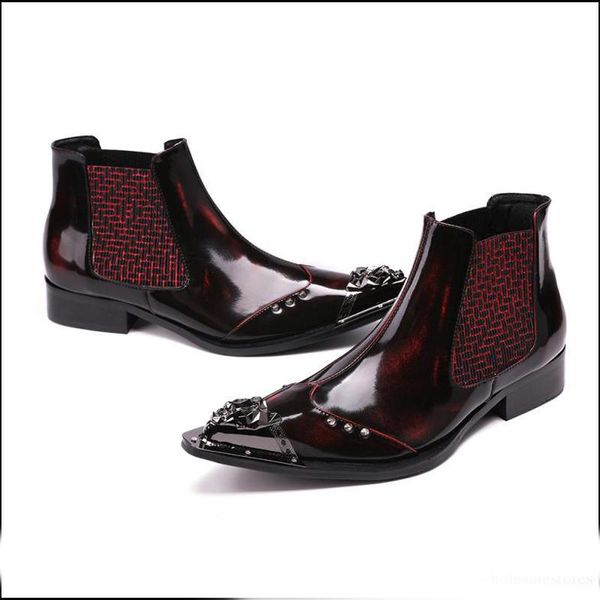 2019plus size fashion punk rocker man handmade pointed toe metal tipped male paty prom shoes patent leather studded men's ankle boots, Black
2019plus size fashion punk rocker man handmade pointed toe metal tipped male paty prom shoes patent leather studded men's ankle boots, Black