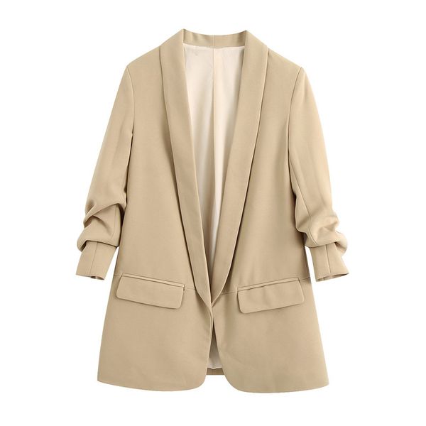office wear basic women blazer coat stylish rolled-up sleeves pockets female outerwear chic female solid jacket coat, White;black
office wear basic women blazer coat stylish rolled-up sleeves pockets female outerwear chic female solid jacket coat, White;black