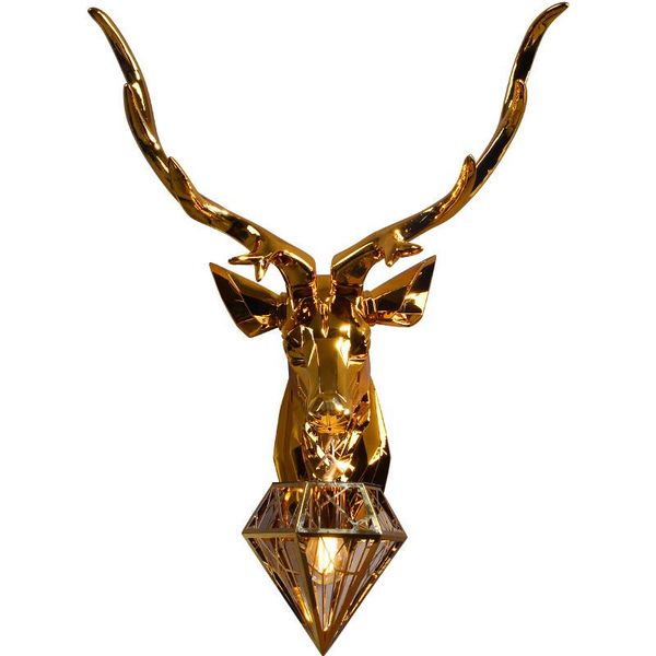 American lucky deer head wall lamp gold metal wall light led wall conce for living room bedroom tv background lighting no114
American lucky deer head wall lamp gold metal wall light led wall conce for living room bedroom tv background lighting no114