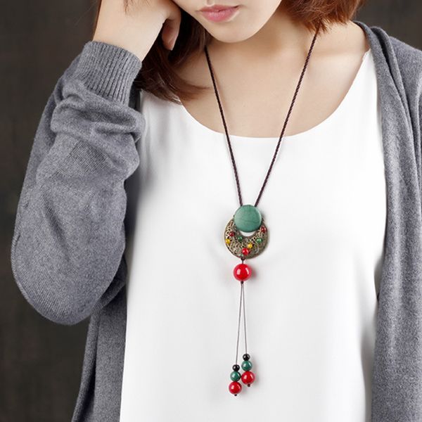 byspt ethnic chinese style red bead pendant necklaces vintage natural stone pendant cotton long tassel necklace, Golden;silver
byspt ethnic chinese style red bead pendant necklaces vintage natural stone pendant cotton long tassel necklace, Golden;silver