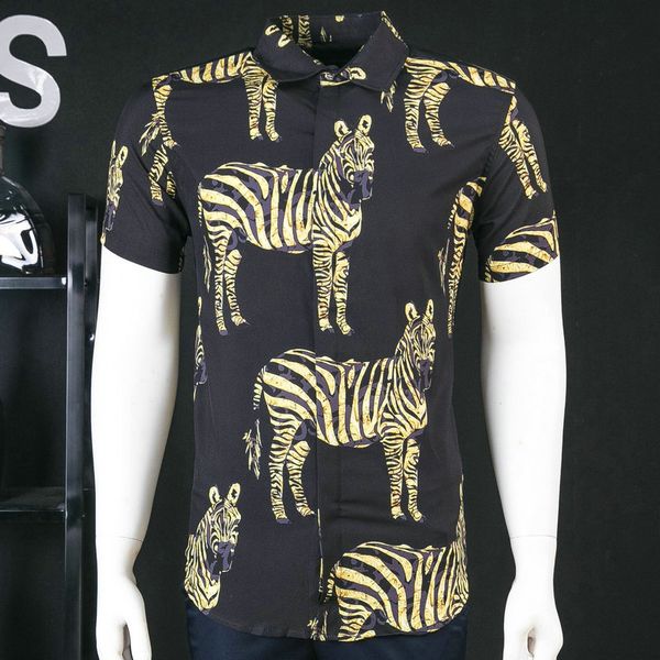 lozoga fashion men shirt slim style zebra animal print for summer short-sleeved shirts fashion brand design shirts america trend, White;black
lozoga fashion men shirt slim style zebra animal print for summer short-sleeved shirts fashion brand design shirts america trend, White;black