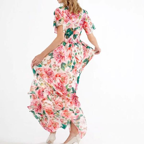 half flare sleeve floor-length elegant party dress 2020 spring and summer women's flower print cascading ruffle beach dress, Black;gray
half flare sleeve floor-length elegant party dress 2020 spring and summer women's flower print cascading ruffle beach dress, Black;gray