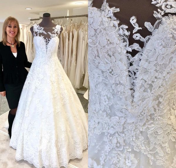 a line dreamy wedding dresses applique lace wedding dresses sweep train jewel bribal gowns vestidos de novia, White
a line dreamy wedding dresses applique lace wedding dresses sweep train jewel bribal gowns vestidos de novia, White