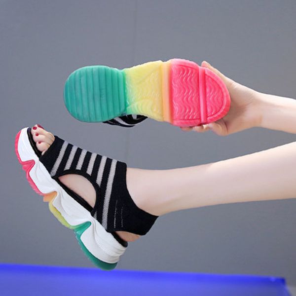 sports sandals female 2020 summer new thick bottom sponge cake soft bottom wild fairy style rainbow roman beach shoes, Black
sports sandals female 2020 summer new thick bottom sponge cake soft bottom wild fairy style rainbow roman beach shoes, Black