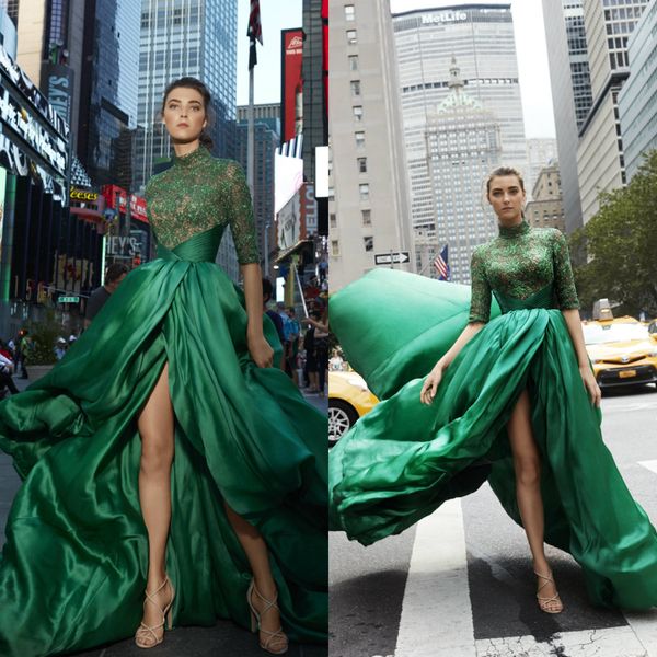 2020 green evening dresses high neck lace appliqued half long sleeve a line prom gowns split custom made plus size cocktail party dress, Black;red
2020 green evening dresses high neck lace appliqued half long sleeve a line prom gowns split custom made plus size cocktail party dress, Black;red