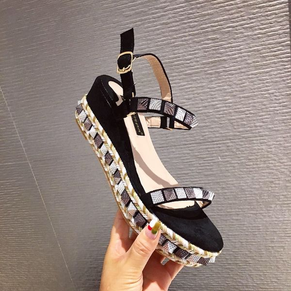 lavender colorful rivets platform wedge high heels shoes designer sandals size 35 to 40, Black
lavender colorful rivets platform wedge high heels shoes designer sandals size 35 to 40, Black