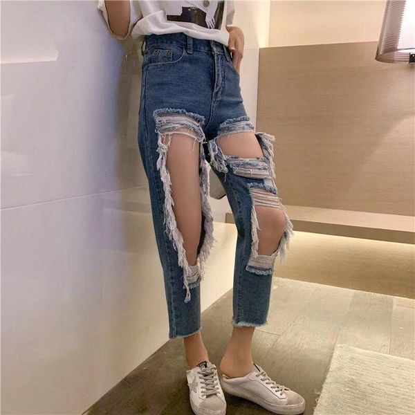 2020 fashion summer big hole jeans women boy friend style ripped jean cotton denim pants plus size 4xl 5xl, Blue
2020 fashion summer big hole jeans women boy friend style ripped jean cotton denim pants plus size 4xl 5xl, Blue