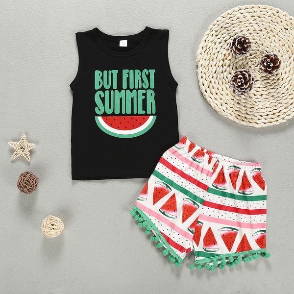 toddler baby (12m-5t) children's sleeveless letter print vest + watermelon stripe print tassel shorts baby set roupa infanti, White
toddler baby (12m-5t) children's sleeveless letter print vest + watermelon stripe print tassel shorts baby set roupa infanti, White