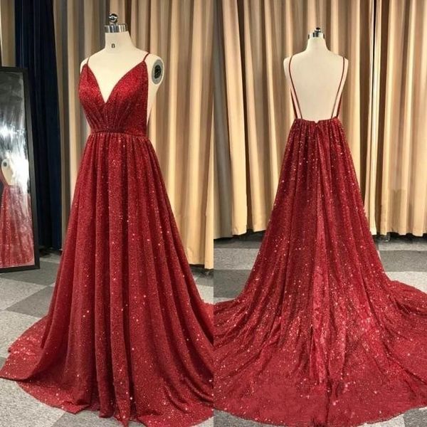 2019 Dark Red Sequined Sexy Deep V Neck A Line Prom Dresses Sleeveless Backless Evening Dress Pary Wear vestidos de fiesta Custom Made, Black
2019 Dark Red Sequined Sexy Deep V Neck A Line Prom Dresses Sleeveless Backless Evening Dress Pary Wear vestidos de fiesta Custom Made, Black