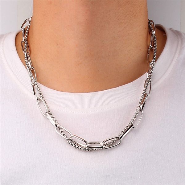 states cross-border jewelry fashion simple punk hip-hop cold wind thick chain multi-layer necklace sweater choker necklace, Silver
states cross-border jewelry fashion simple punk hip-hop cold wind thick chain multi-layer necklace sweater choker necklace, Silver