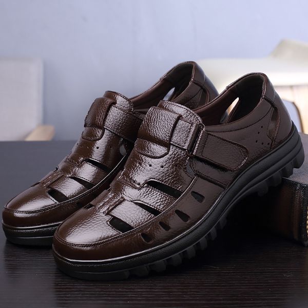 fashionable mens leather sandal summer hook loop hollow black shoes for men sewing massage driving shoes male zuecos hombre mx200617
fashionable mens leather sandal summer hook loop hollow black shoes for men sewing massage driving shoes male zuecos hombre mx200617