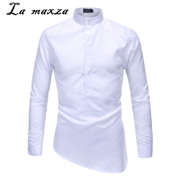 2020 spring casual fashion men shirt stand black shirt long sleeve button up, White;black
2020 spring casual fashion men shirt stand black shirt long sleeve button up, White;black