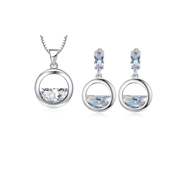 925 sterling silver jewelry sets round shaped zirconia water drop necklace+earrings for women gift, Black
925 sterling silver jewelry sets round shaped zirconia water drop necklace+earrings for women gift, Black