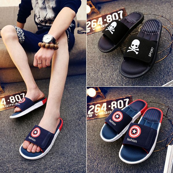 high fashion summer men's slippers outdoor cartoon slides hero print antiskid slippers for male fashion man beach shoes, Black 
high fashion summer men's slippers outdoor cartoon slides hero print antiskid slippers for male fashion man beach shoes, Black
