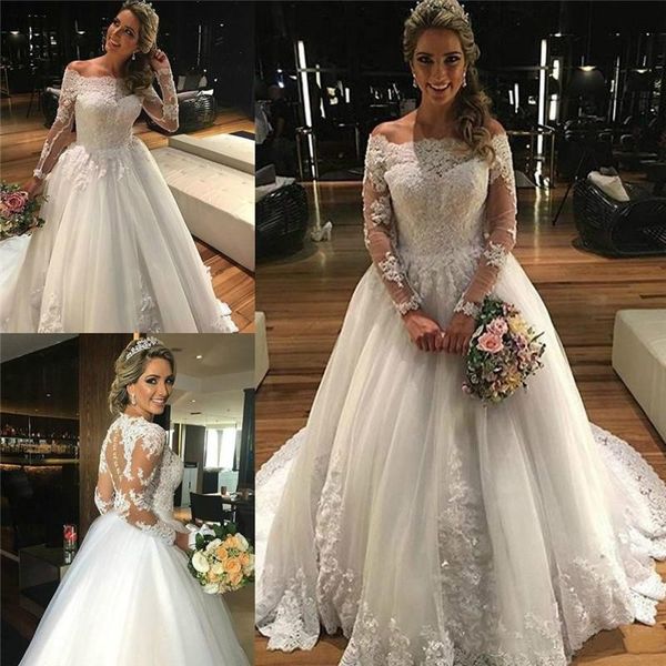 modest long sleeve wedding dresses 2019 appliqued tulle shop online china a-line handmade bridal gowns vestido de noiva manga longa, White
modest long sleeve wedding dresses 2019 appliqued tulle shop online china a-line handmade bridal gowns vestido de noiva manga longa, White