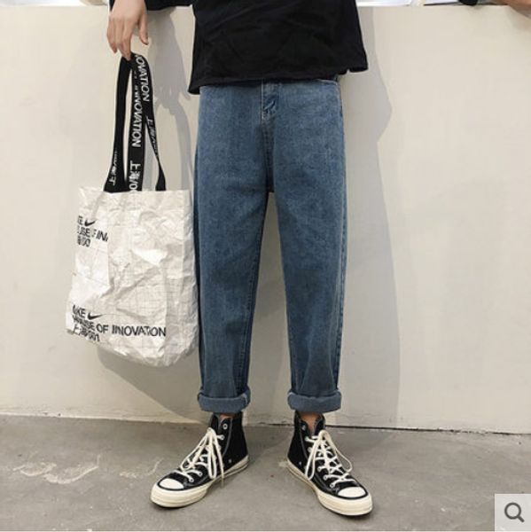 the blue straight jeans male easy leisure nine minutes of pants man han edition fashion popular logo cowboy pants
the blue straight jeans male easy leisure nine minutes of pants man han edition fashion popular logo cowboy pants