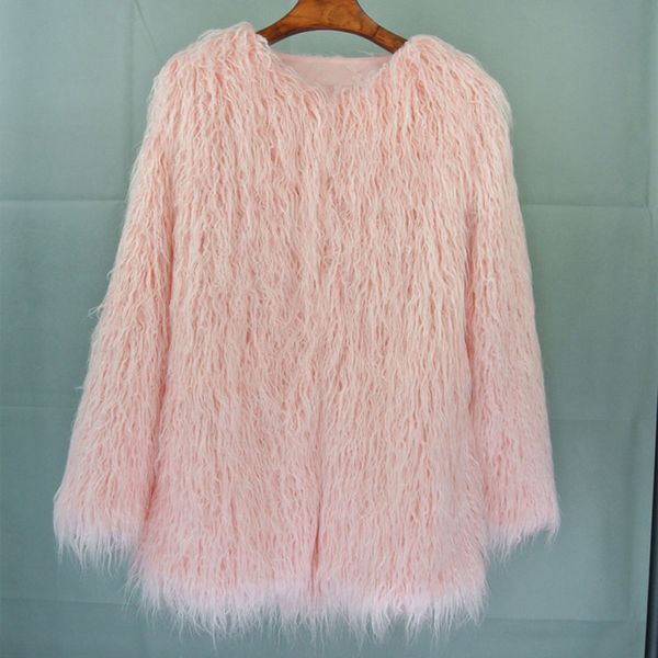 women's fur & faux winter coat women korean sheep long hair jacket, Black
women's fur & faux winter coat women korean sheep long hair jacket, Black