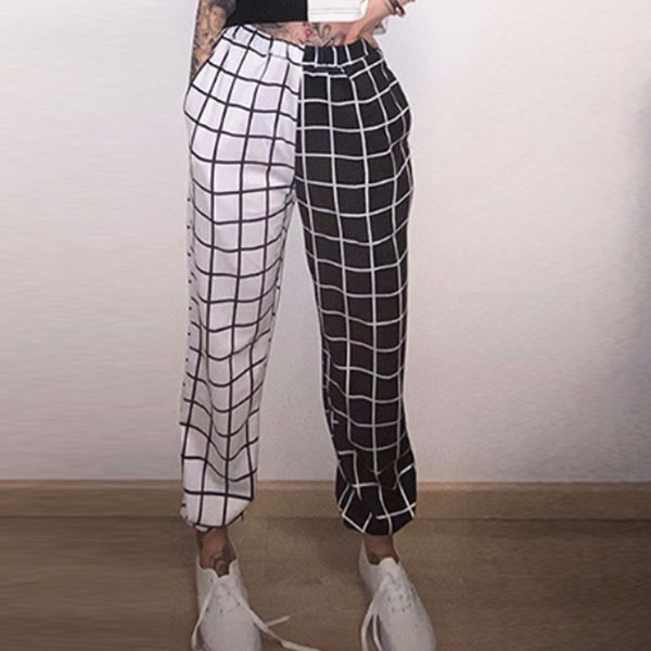 plaid patchwork women jogger pants streetwear high waist elastic female trousers 2020 new summer hip hop ladies bottoms pants, Black;white
plaid patchwork women jogger pants streetwear high waist elastic female trousers 2020 new summer hip hop ladies bottoms pants, Black;white