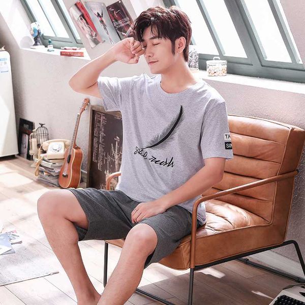 men's sleepwear two-piece short-sleeved shorts comfortable pajamas can be worn outside suit men 2021 summer casual l-3xl large size, Black;brown
men's sleepwear two-piece short-sleeved shorts comfortable pajamas can be worn outside suit men 2021 summer casual l-3xl large size, Black;brown