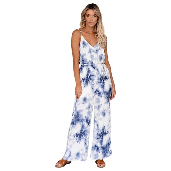 female leisure long pants summer women's sets new tie-dyed printed gradient sleeveless slip jumpsuit, Black;white
female leisure long pants summer women's sets new tie-dyed printed gradient sleeveless slip jumpsuit, Black;white
