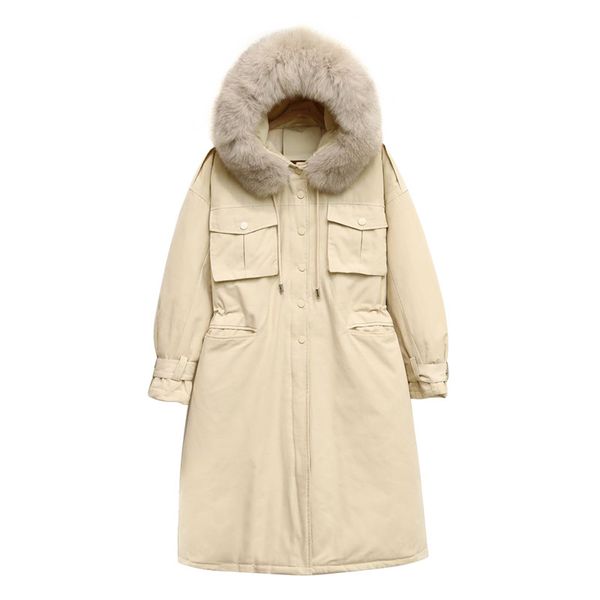 winter white duck down women hooded big fur collar warm thicken slim elegant long parka down coat korean style casual jacket, Black
winter white duck down women hooded big fur collar warm thicken slim elegant long parka down coat korean style casual jacket, Black
