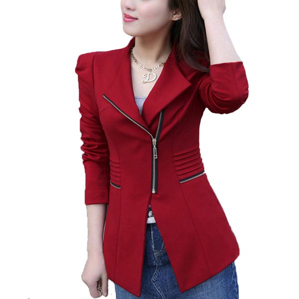 women blazers and jackets 2019 casual office lady zipper long sleeve fashion slim blazer feminino jacket mujer, White;black
women blazers and jackets 2019 casual office lady zipper long sleeve fashion slim blazer feminino jacket mujer, White;black