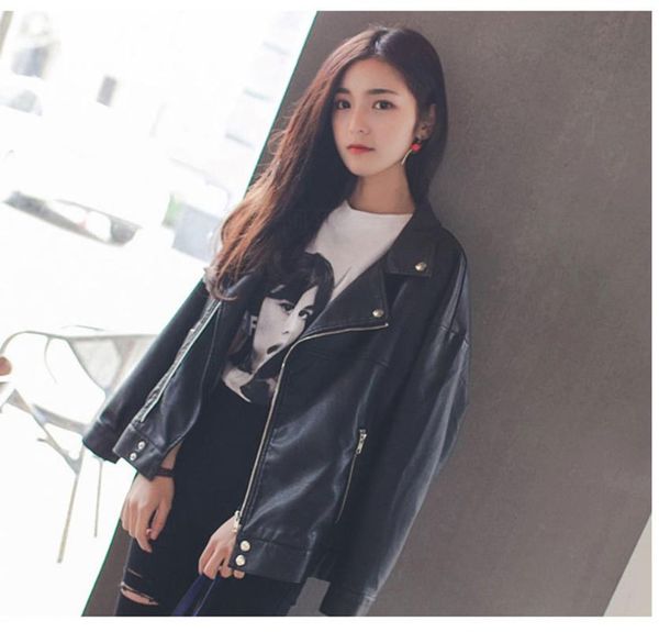 women autumn winter leather jacket oversize zipper turn down collar black street female faux coat outwear mujer chaqueta
women autumn winter leather jacket oversize zipper turn down collar black street female faux coat outwear mujer chaqueta