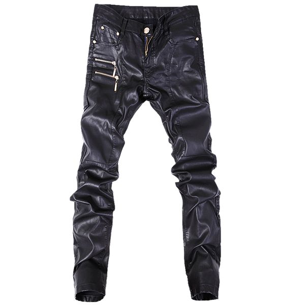 new fashion men leather pants skinny motorcycle straight jeans casual trousers size 28-36 a103, Blue
new fashion men leather pants skinny motorcycle straight jeans casual trousers size 28-36 a103, Blue