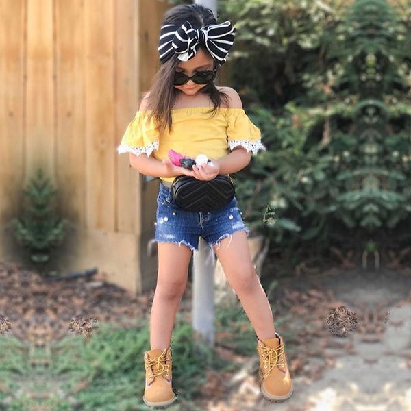 summer 2020 kids baby fashion girls clothing sets 2pcs yellow t-shirt short jeans for girl clothes suit 1-7 years old kid set, White
summer 2020 kids baby fashion girls clothing sets 2pcs yellow t-shirt short jeans for girl clothes suit 1-7 years old kid set, White