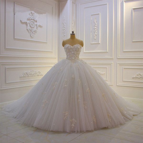 luxury sweetheat 3d flowers ball gown wedding dresses vintage lace-up back plus size saudi arabic dubai bridal gown, White
luxury sweetheat 3d flowers ball gown wedding dresses vintage lace-up back plus size saudi arabic dubai bridal gown, White