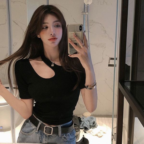 nana fashion womens short-sleeved t-shirt short navel tight low-cut clavicle shirt heart machine tide korean version, White
nana fashion womens short-sleeved t-shirt short navel tight low-cut clavicle shirt heart machine tide korean version, White