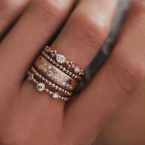 5pcs/lot punk style rose gold stackable ring midi finger knuckle rings sparkly boho crystal band ring set for women jewelry gift, Silver
5pcs/lot punk style rose gold stackable ring midi finger knuckle rings sparkly boho crystal band ring set for women jewelry gift, Silver