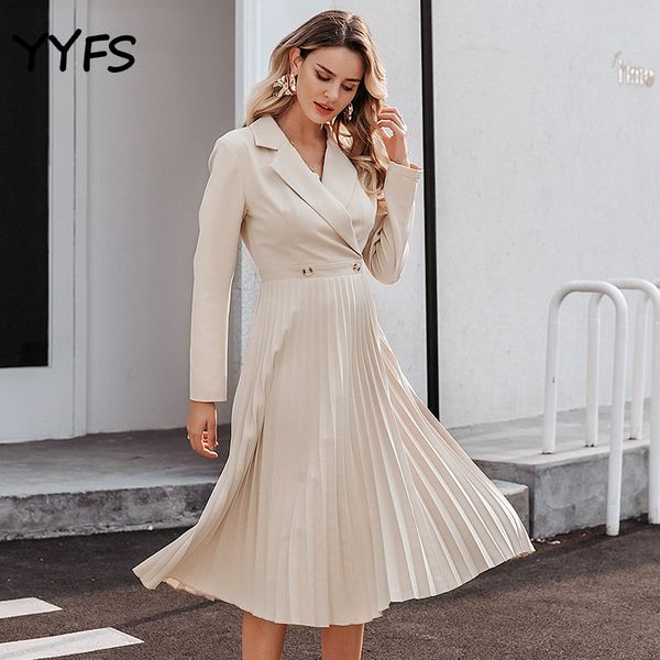 suit dress elegant pleated women office solid breasted ladies blazer dress autumn winter long sleeve chic female party dresses, White;black
suit dress elegant pleated women office solid breasted ladies blazer dress autumn winter long sleeve chic female party dresses, White;black