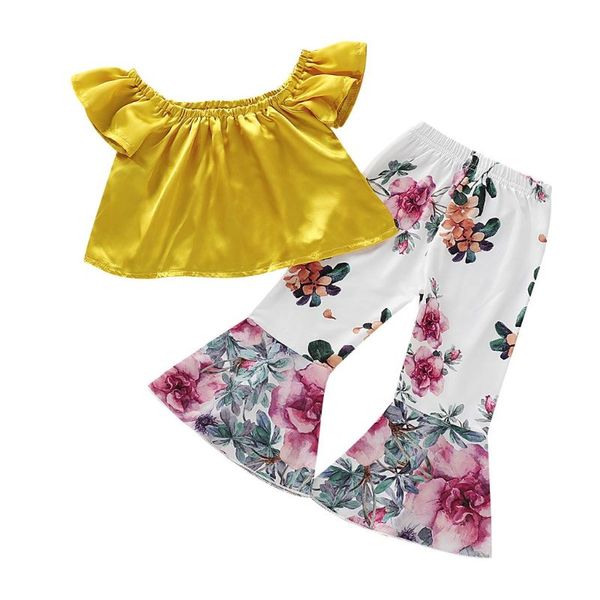 2019 newborn baby girls summer off shoulder + flared floral pants outfits set corb, White
2019 newborn baby girls summer off shoulder + flared floral pants outfits set corb, White