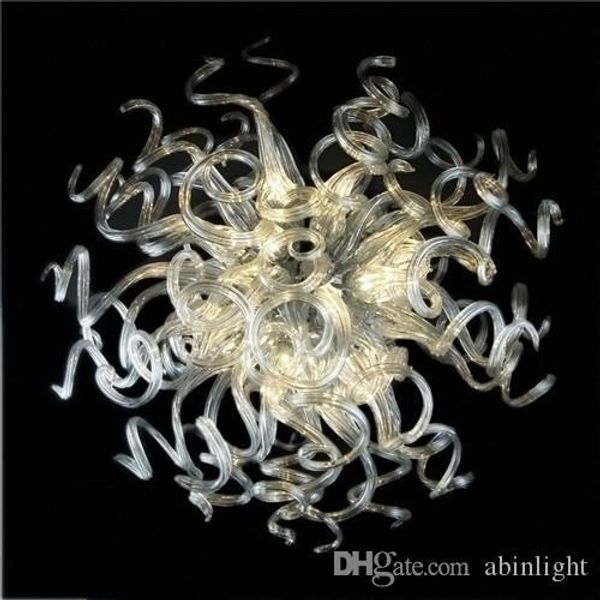 100% Hand Blown Art Glass Chandelier Lighting Modern Ceiling Lights For Livingroom Decor White Clear Glass Led Art Ceiling Chain Chandelier