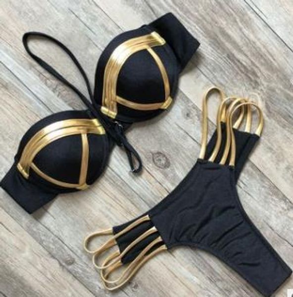 gold stamping bikini set padded women swimsuit push up bandeau swimwear summer beachwear brazil bathing suit, White;black
gold stamping bikini set padded women swimsuit push up bandeau swimwear summer beachwear brazil bathing suit, White;black