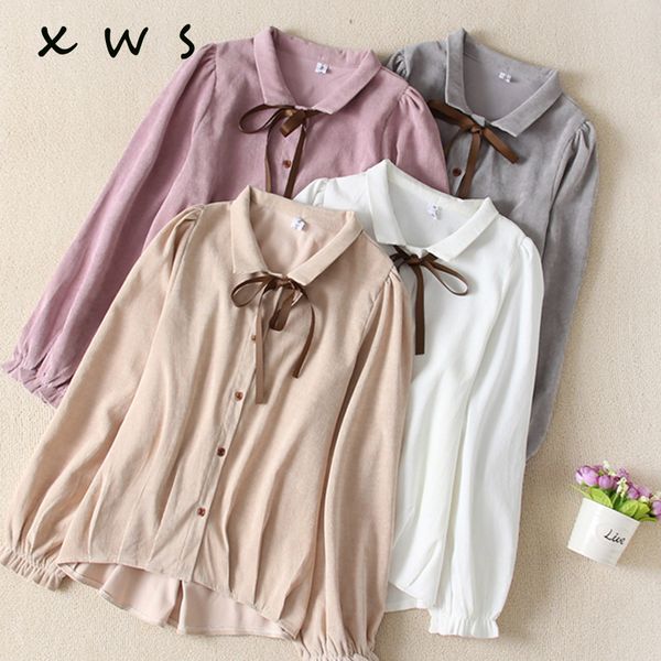 2019 spring women long sleeve bow sweet peter pan collar white cotton white shirt blouses casual sweet spring blouse
2019 spring women long sleeve bow sweet peter pan collar white cotton white shirt blouses casual sweet spring blouse