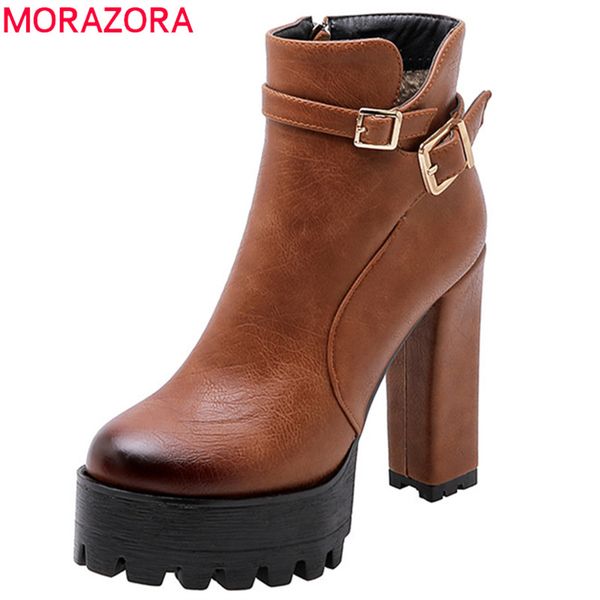 morazora 2020 new fashion high heels platform shoes women ankle boots round toe zip buckle autumn winter dress party shoes woman, Black
morazora 2020 new fashion high heels platform shoes women ankle boots round toe zip buckle autumn winter dress party shoes woman, Black