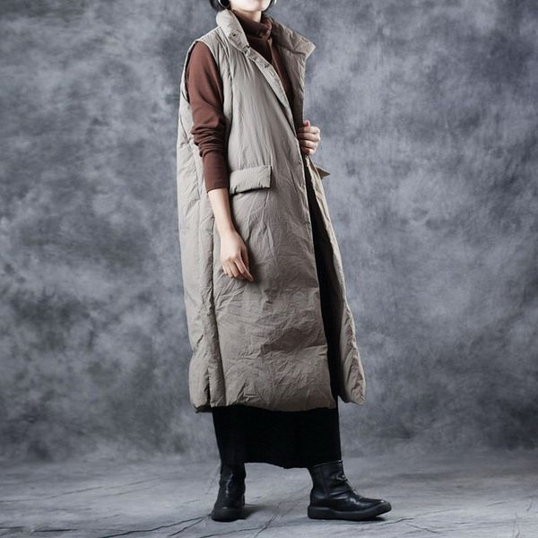 women's vests fashion warm long women winter loose white duck down vest style lady single breasted thicken sleeveless jacket, Black;white
women's vests fashion warm long women winter loose white duck down vest style lady single breasted thicken sleeveless jacket, Black;white
