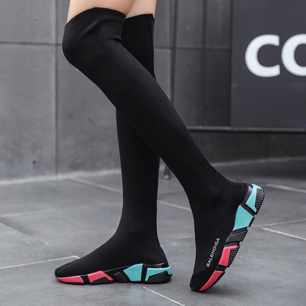 new type high boots for women with flat bottom over knee boots autumn and winter long barrel elastic 2019, Black
new type high boots for women with flat bottom over knee boots autumn and winter long barrel elastic 2019, Black