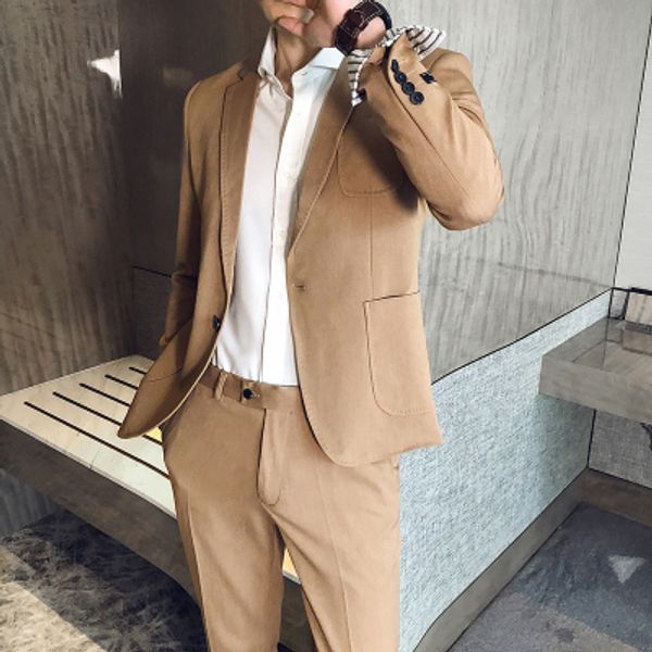 2020 new single breasted slim suit men's single korean business casual dress grooms men wedding dresses, White;black
2020 new single breasted slim suit men's single korean business casual dress grooms men wedding dresses, White;black