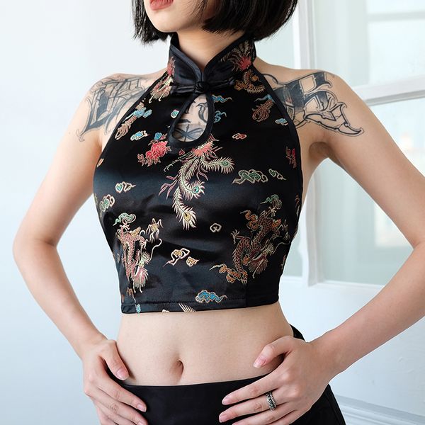 crop tops женщина танков tops сексуальные женщины backless китайской печати стиль tank top черный холтер печать танк топы обрезанных рукава, White
crop tops женщина танков tops сексуальные женщины backless китайской печати стиль tank top черный холтер печать танк топы обрезанных рукава, White