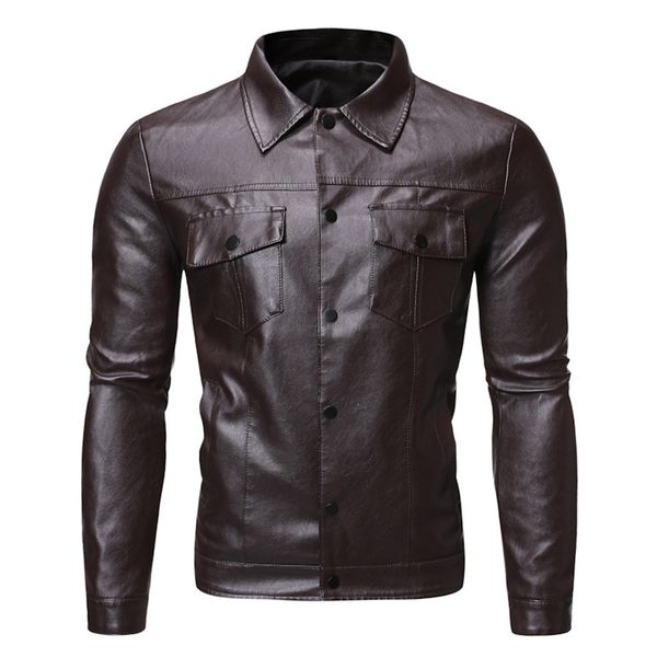 autumn and winter leather jacket men's casual solid color long-sleeved slim leather jacket jaqueta masculino couro #y3, Black;brown
autumn and winter leather jacket men's casual solid color long-sleeved slim leather jacket jaqueta masculino couro #y3, Black;brown