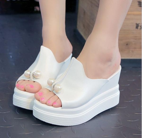 2018 women wedges high heels platform sandals summer slippers thick heel slippers slides ladies wedges shoes zapatos mujer, Black 
2018 women wedges high heels platform sandals summer slippers thick heel slippers slides ladies wedges shoes zapatos mujer, Black
